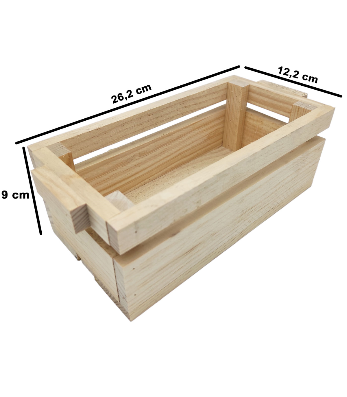 Tradineur - Set de 2 cajas de madera con asas, recipientes multiusos  rectangulares, almacenaje de herramientas, accesorios de pi