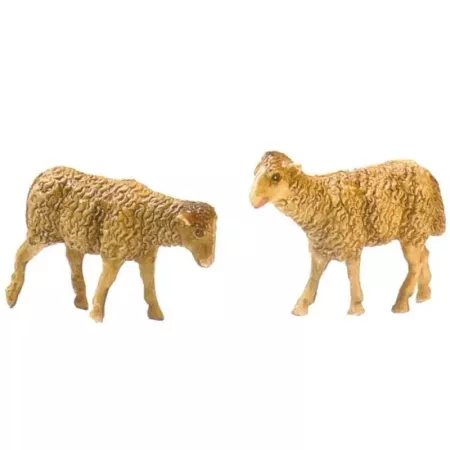Set 2 Corderos de Durexina para Belén Figuras Decorativas Artesanales de Animales para Pesebre Navidad 4x5 cm Modelo Aleatorio