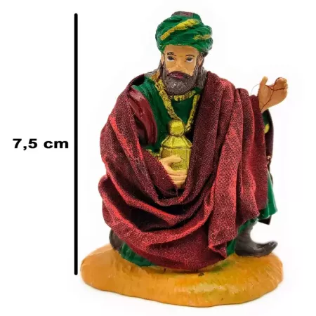 Figura Rey Mago Gaspar Belén 7,5 cm Adorno Artesanal Navidad