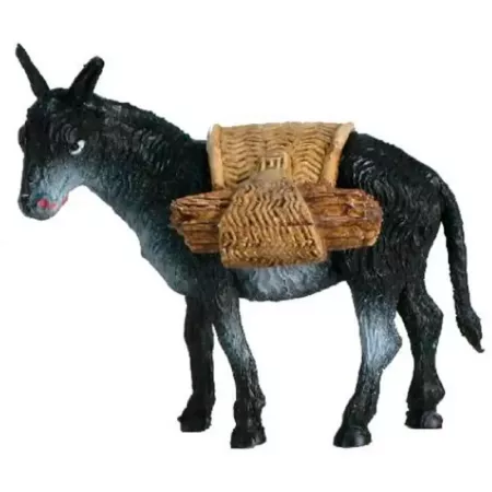 Burro de carga artesanal para Belén Navidad 8x9.5x5.5 cm Burro de carga artesanal para Belén Navidad 8x9.5x5.5 cm