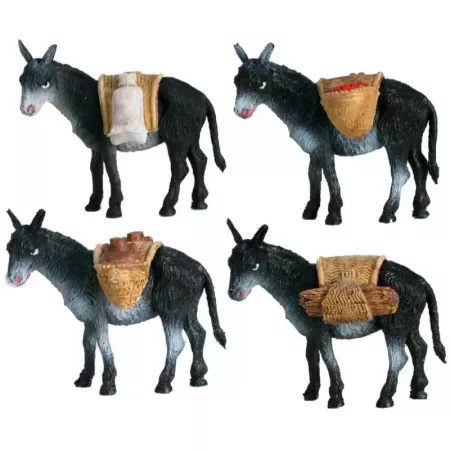 Burro de carga artesanal para Belén Navidad 8x9.5x5.5 cm Burro de carga artesanal para Belén Navidad 8x9.5x5.5 cm