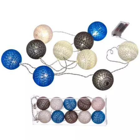 Guirnalda LED 10 bolas 165 cm luz cálida con mando y pilas