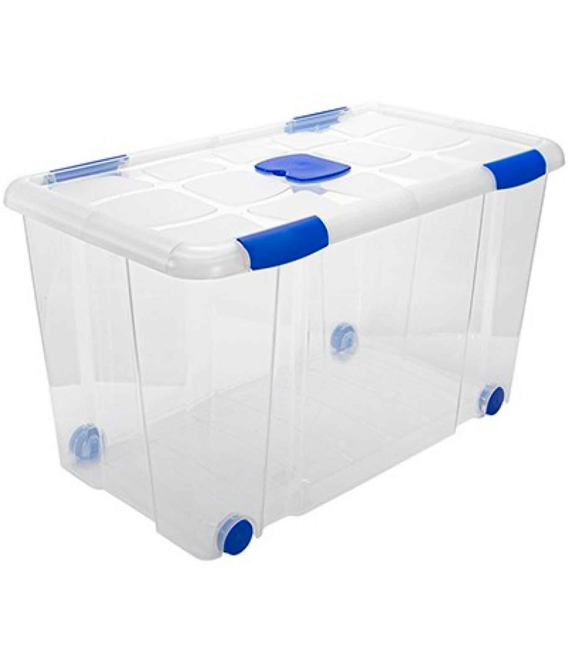 Caja de plástico nº12 transparente con ruedas de 41 x 73,2,x 41 cm,con  capacidad para 90 litros. Baúl con tapa para organizació