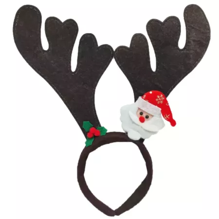 Diadema Navideña Reno Marrón para Niños y Adultos 32x30 cm