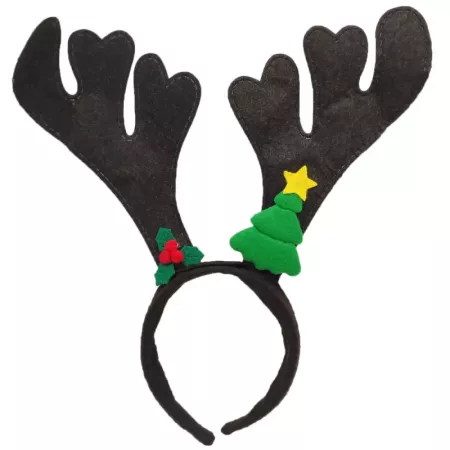Diadema Navideña Reno Marrón para Niños y Adultos 32x30 cm
