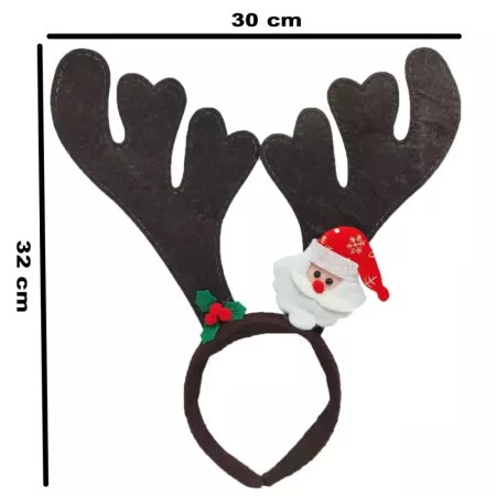 Diadema Navideña Reno Marrón para Niños y Adultos 32x30 cm