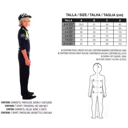 Disfraz Policía Infantil 7-9 Años | Halloween y Carnaval