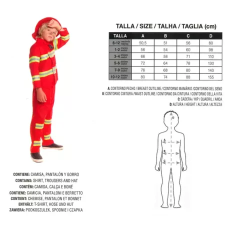 Disfraz Bombero Infantil Unisex 7-9 Años Carnaval y Halloween