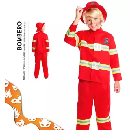 Disfraz Bombero Infantil Unisex 10-12 años, Completo y Seguro