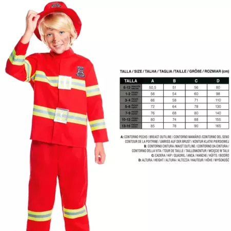 Disfraz Bombero Infantil Unisex 10-12 años, Completo y Seguro