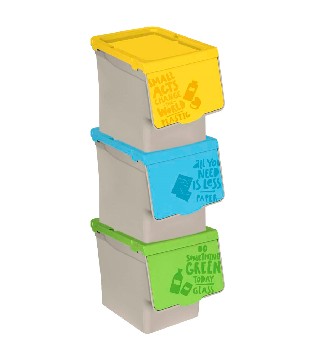 TIENDA EURASIA® Cubos de Basura de Reciclaje - Pack 3 Contenedores de Reciclaje  Apilables con Ruedas - Tapa Abatible - Medida 39 x 39 x 36 cm (Black) :  : Hogar y cocina