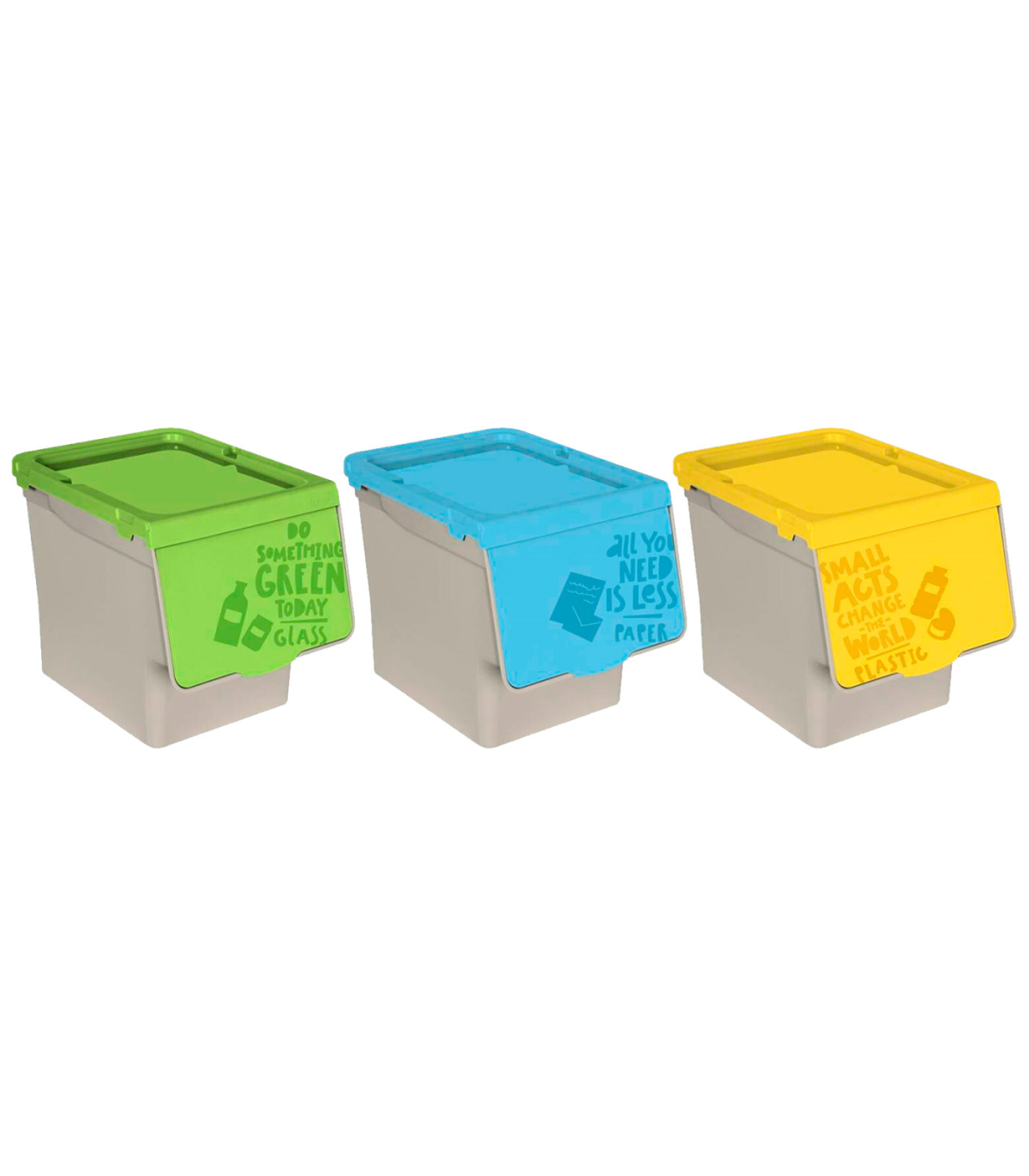 TIENDA EURASIA® Cubo de Basura para Reciclaje - Pack 3 Cubos de Basura de  Cocina para Reciclar Apilables - 36L
