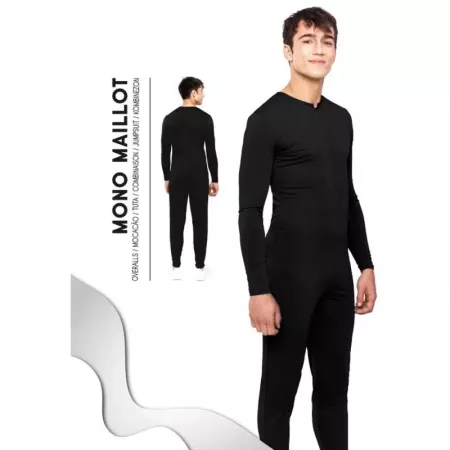 Tradineur - Mono maillot para jóvenes y adultos para carnaval, Halloween, fiestas, celebraciones, color negro (Talla S)