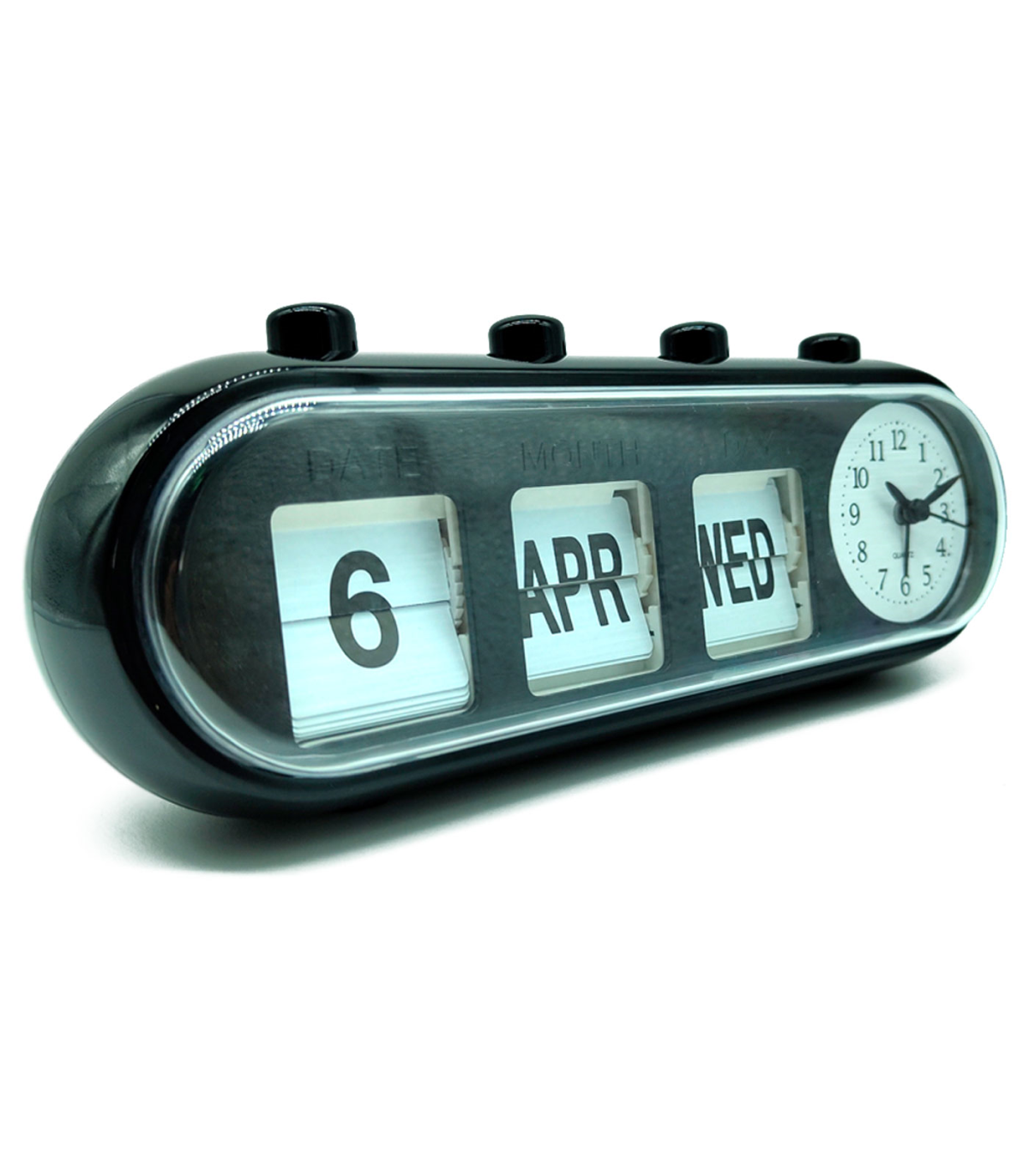 Tradineur - Reloj Despertador Vintage Modelo Titan - Fecha abatible -  También incluye reloj analógico - 9 x 24 x 7 cm