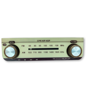 Tradineur - Radio vintage Blues portátil con asa, bluetooth, bandas  AM/FM/SW, batería recargable, ranuras usb y micro SD, ante