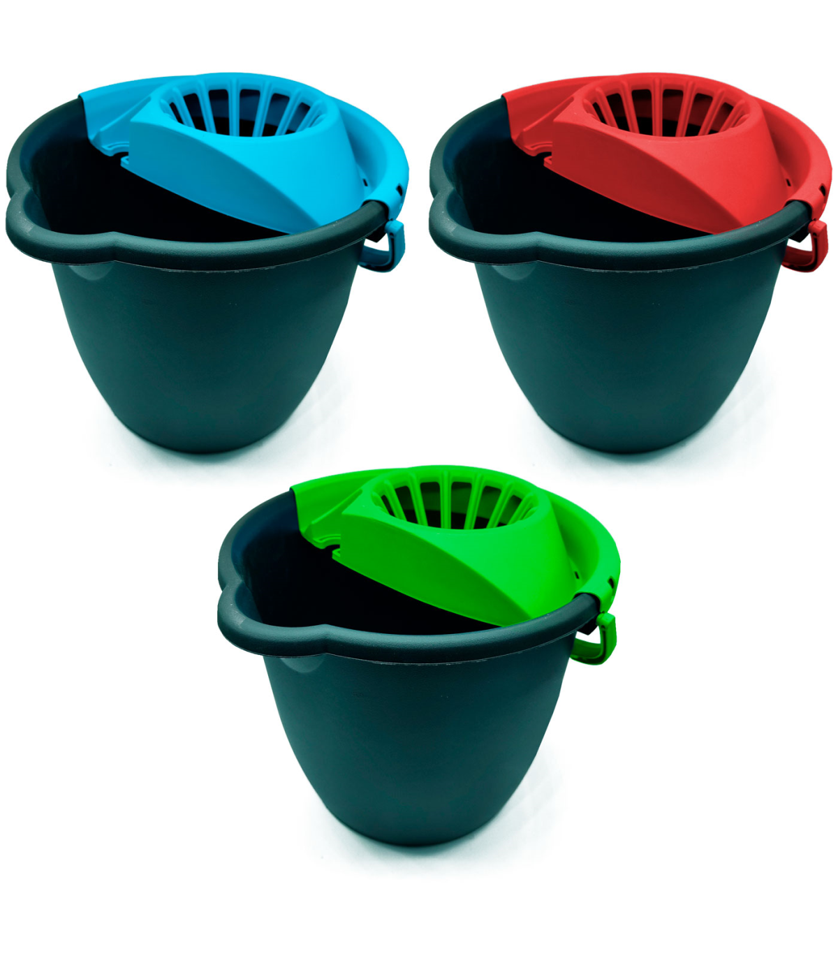Tradineur - Cubo de fregar con escurridor de plástico, incluye asa, cubo  para fregona, ligero y resistente, limpieza del hogar