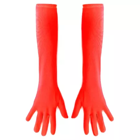Tradineur - Guantes Largos de 45 cm - Fabricado en poliéster - Talla única para adultos - Ideal para carnaval o Halloween - Colo