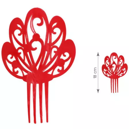 Peineta Roja 18 cm para Disfraz Flamenca, Carnaval y Fiestas