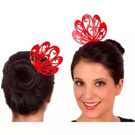Peineta Roja 18 cm para Disfraz Flamenca, Carnaval y Fiestas