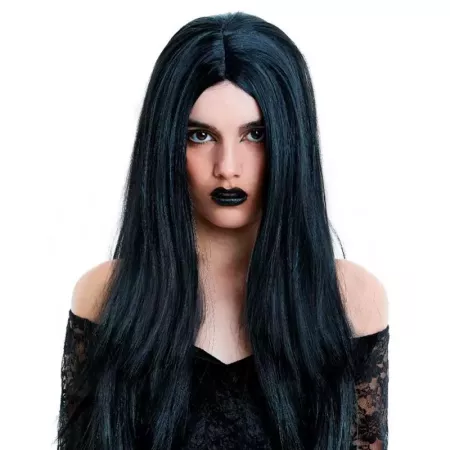 Tradineur - Peluca morena extralarga para mujer, fibra sintética, complemento para disfraz de carnaval, Halloween, cosplay, fies