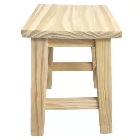 Taburete de Madera Natural Robusto con Reposapiés 35 cm