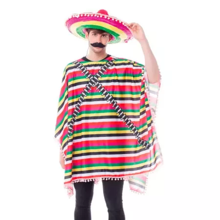 Disfraz Mexicano Adulto con Poncho | Carnaval y Halloween M
