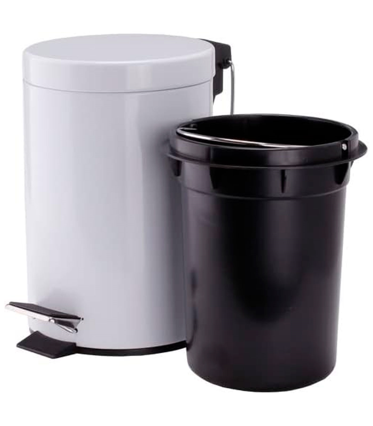 Cubo basura metálico con pedal, papelera cilíndrica de metal para baño,  cocina, aseo u oficina (20 litros, 35,5 x 31,5 x 40 cm)