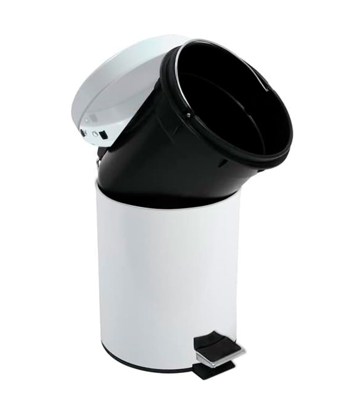 Cubo basura metálico con pedal, papelera cilíndrica de metal para baño,  cocina, aseo u oficina (20 litros, 35,5 x 31,5 x 40 cm)