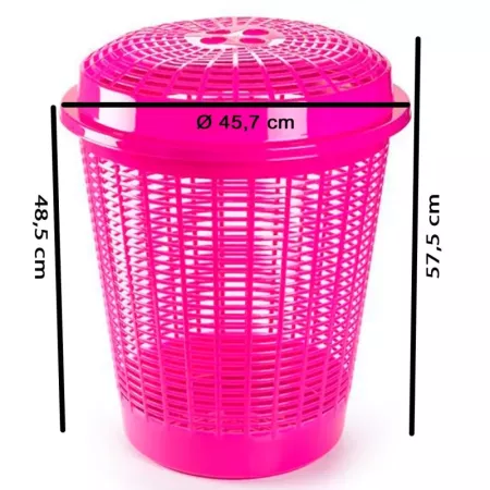 Tradineur - Cesto redondo para ropa sucia, 57,5 x 45,7 cm, pongotodo con tapa, cubo para almacenar la colada, diseño a rayas, fa