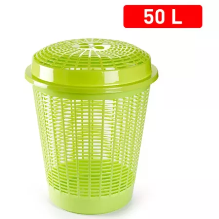 Tradineur - Cesto para ropa sucia con tapa, 57,5 x 45,7 cm, pongotodo redondo, cubo para almacenar la colada, diseño a rayas, fa