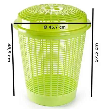 Tradineur - Cesto para ropa sucia con tapa, 57,5 x 45,7 cm, pongotodo redondo, cubo para almacenar la colada, diseño a rayas, fa
