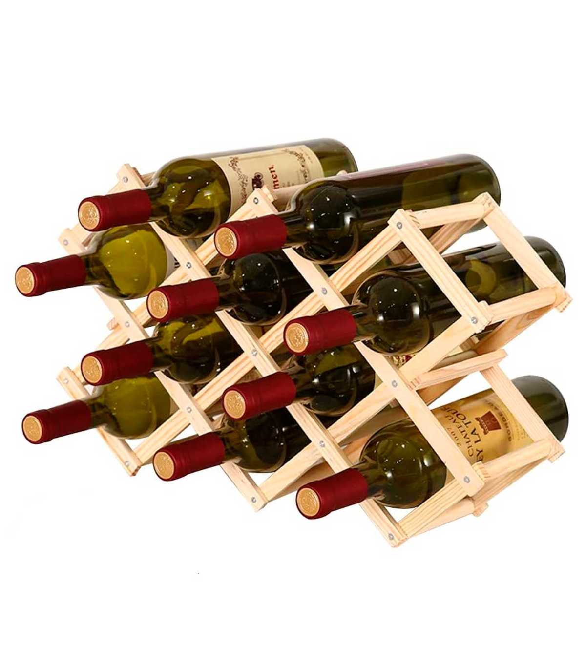 Tradineur - Botellero plegable de bambú, soporte organizador de botellas de  vino, almacenamiento, exhibición de licores, barra d