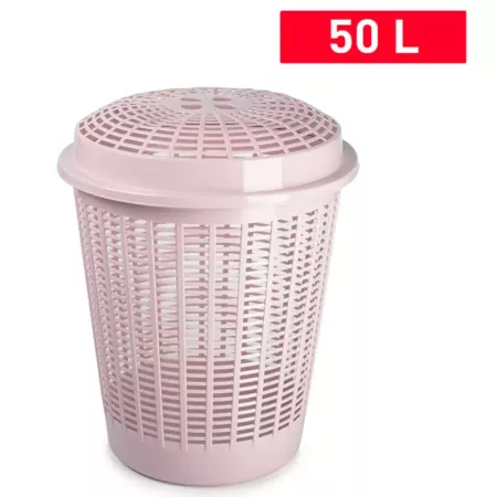 Tradineur - Cesto redondo para ropa sucia con tapa, 57,5 x 45,7 cm, pongotodo, cubo para almacenar la colada, diseño a rayas, fa
