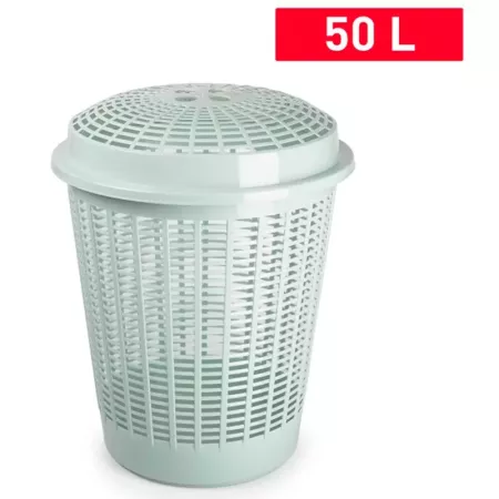 Tradineur - Cesto, pongotodo redondo para ropa sucia con tapa, 57,5 x 45,7 cm, cubo para almacenar la colada, diseño a rayas, fa