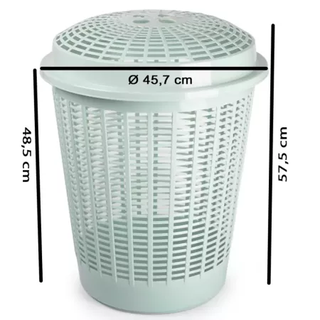 Tradineur - Cesto, pongotodo redondo para ropa sucia con tapa, 57,5 x 45,7 cm, cubo para almacenar la colada, diseño a rayas, fa