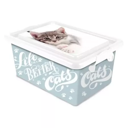 Tradineur ? Caja de almacenamiento ? Diseño de gatos ? Capacidad de 3,7 Litros ? Fabricado en España - Contenedor para almacenar