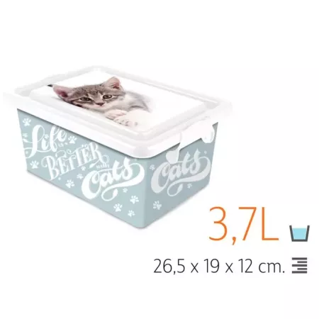 Tradineur ? Caja de almacenamiento ? Diseño de gatos ? Capacidad de 3,7 Litros ? Fabricado en España - Contenedor para almacenar