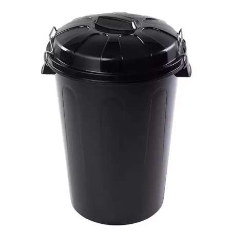 Cubo de basura 100L negro resistente con tapa y asas Cubo de basura 100L negro resistente con tapa y asas