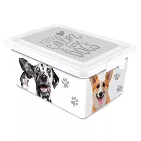 Tradineur ? Caja de almacenamiento ? Diseño Perro Blanco ? Capacidad de 7,5 Litros ? Fabricado en España - Contenedor para almac