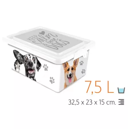 Tradineur ? Caja de almacenamiento ? Diseño Perro Blanco ? Capacidad de 7,5 Litros ? Fabricado en España - Contenedor para almac