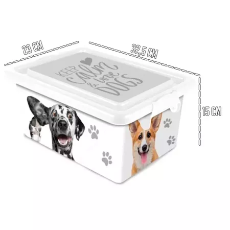 Tradineur ? Caja de almacenamiento ? Diseño Perro Blanco ? Capacidad de 7,5 Litros ? Fabricado en España - Contenedor para almac