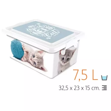 Tradineur ? Caja de almacenamiento ? Diseño Gatos ? Capacidad de 7,5 Litros ? Fabricado en España - Contenedor para almacenar ju