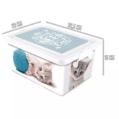 Tradineur ? Caja de almacenamiento ? Diseño Gatos ? Capacidad de 7,5 Litros ? Fabricado en España - Contenedor para almacenar ju
