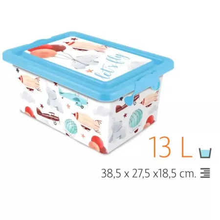 Tradineur ? Caja de almacenamiento ? Diseño Lets Fly ? Capacidad de 13 Litros ? Fabricado en España - Contenedor para almacenar Tradineur ? Caja de almacenamiento ? Diseño Lets Fly ? Capacidad de 13 Litros ? Fabricado en España - Contenedor para almacenar
