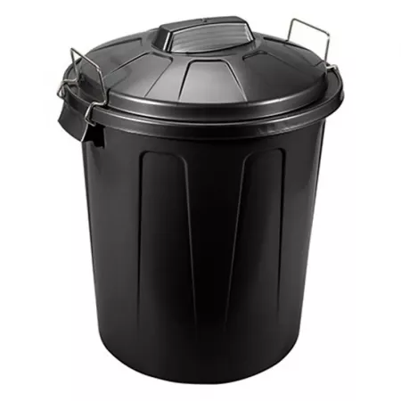 Cubo de basura 100L negro resistente con tapa y asas Cubo de basura 100L negro resistente con tapa y asas