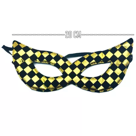Tradineur - Diadema con cuernos y antifaz - Fabricado en poliéster - Accesorio para disfraces - Diseño a cuadros en color negro