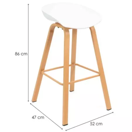 Tradineur - Taburete de madera, asiento de plástico, incluye reposapiés y conteras antideslizantes, banqueta para interior, coci