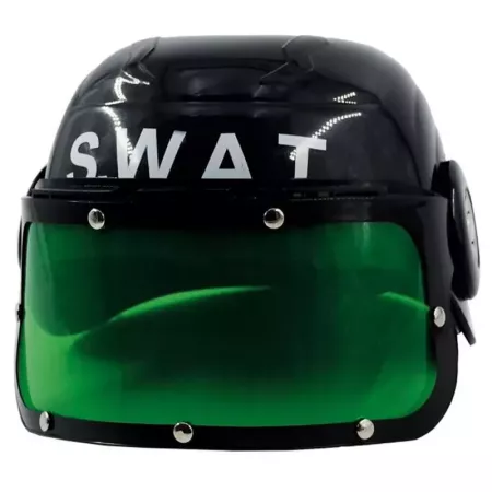 Tradineur - Casco infantil de swat con visor, plástico, gorro de policía, antidisturbios, niños, accesorio para disfraces, carna