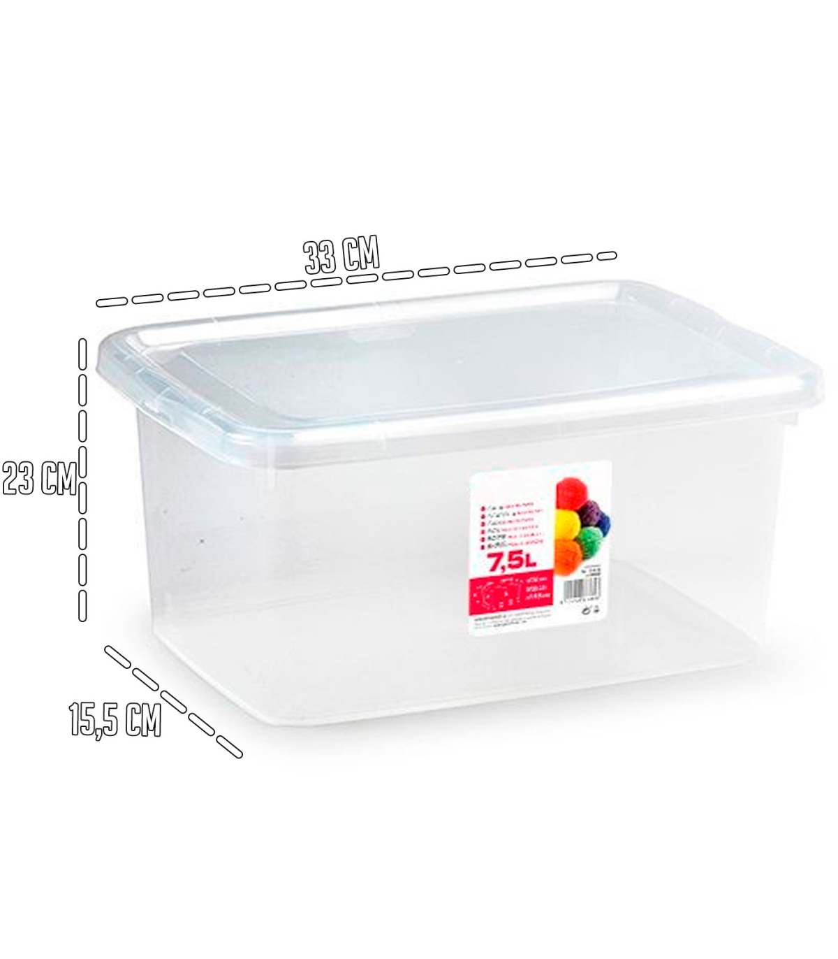 2x Cubo de almacenaje con Tapa, Plástico, Transparente, 28 l