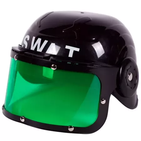 Tradineur - Casco infantil de swat con visor, plástico, gorro de policía, antidisturbios, niños, accesorio para disfraces, carna